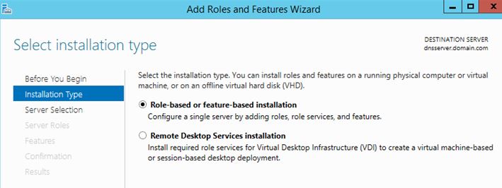 Add Roles and Features Wizard