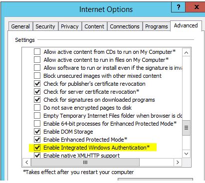 Enable Integrated Windows Authentication