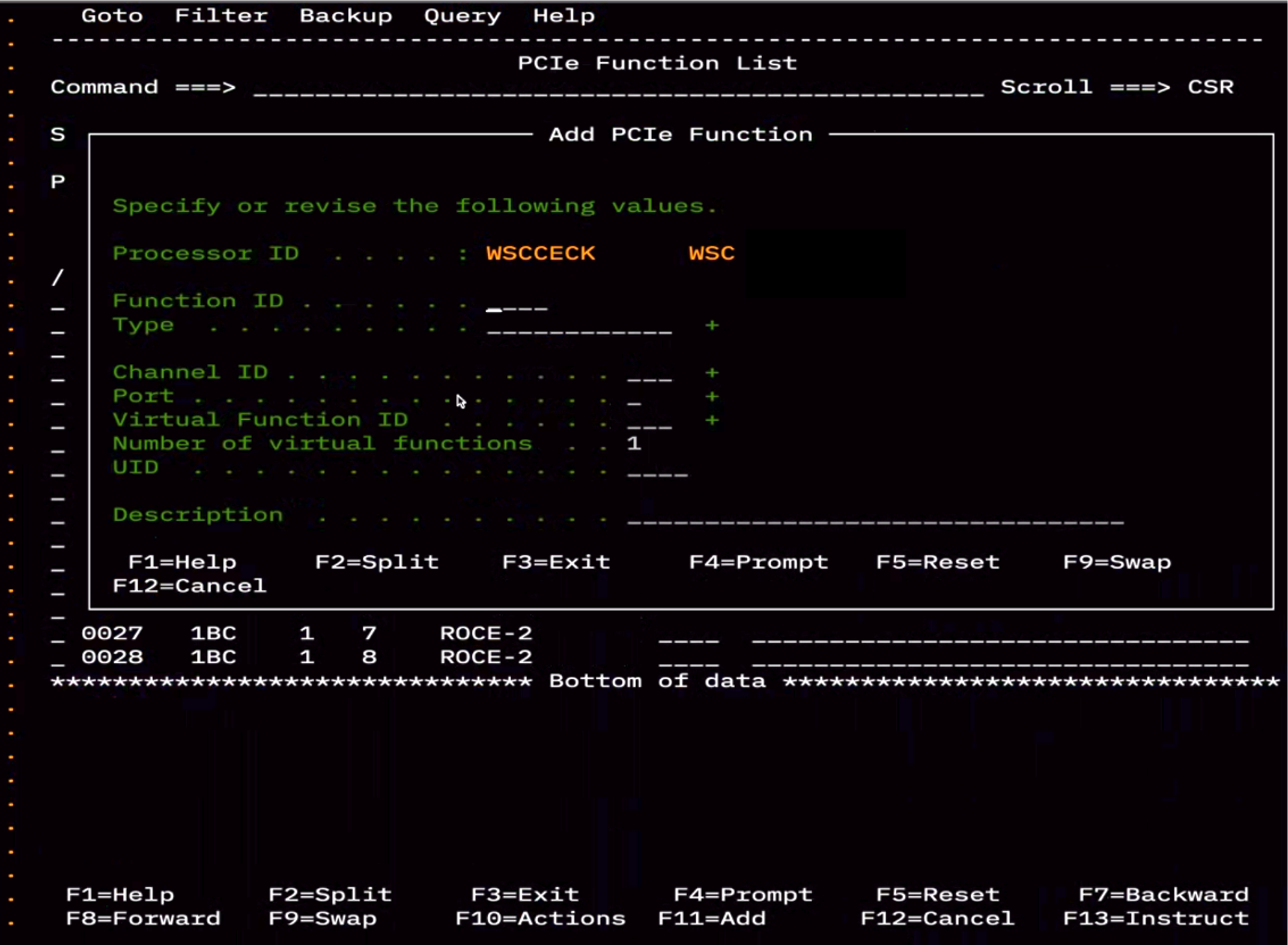 HCD panel showing Add PCIe Function window