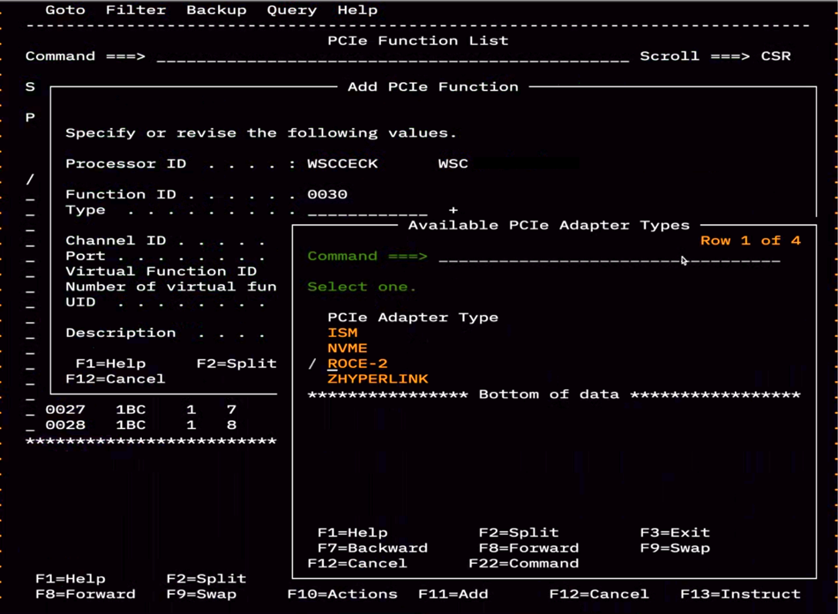 Add adapter type window listing options which includes ISM and RoCE-2