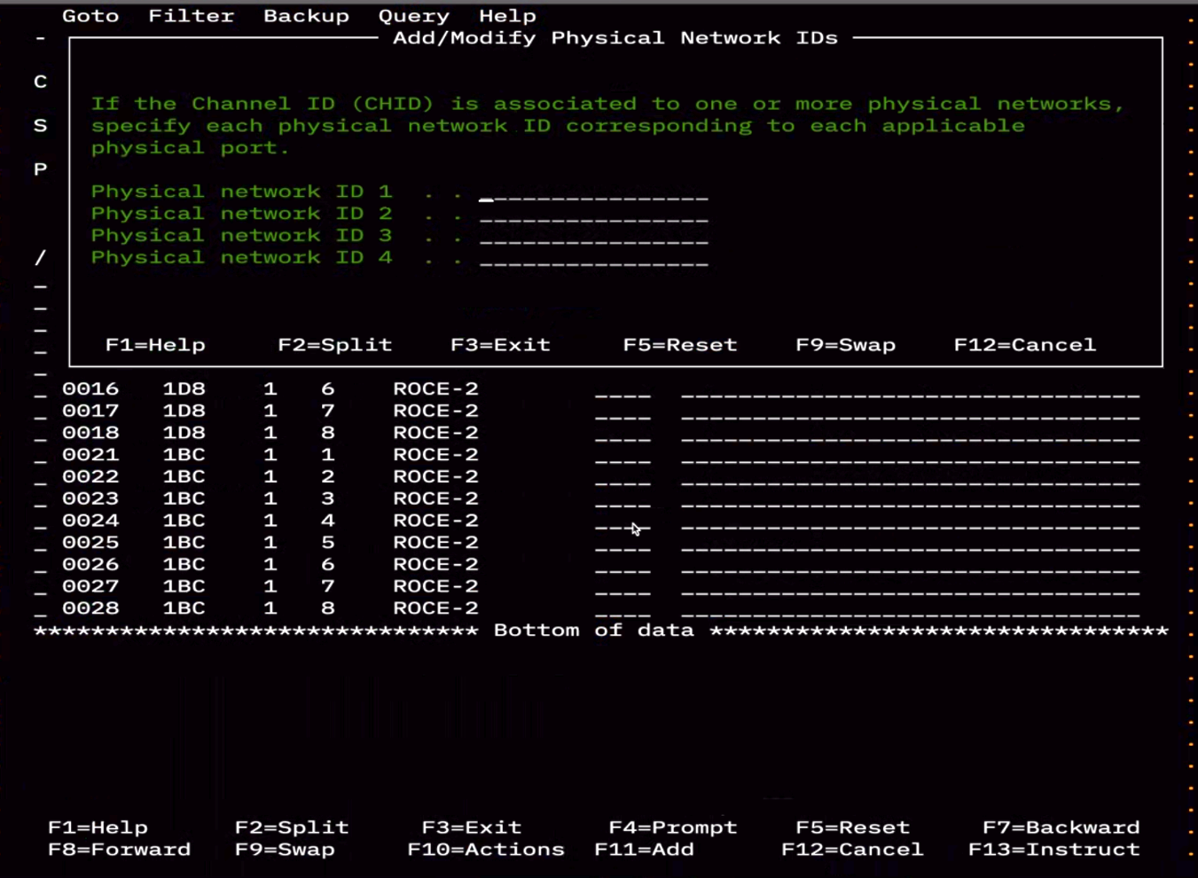 Add/modify physical network IDs window in HCD 