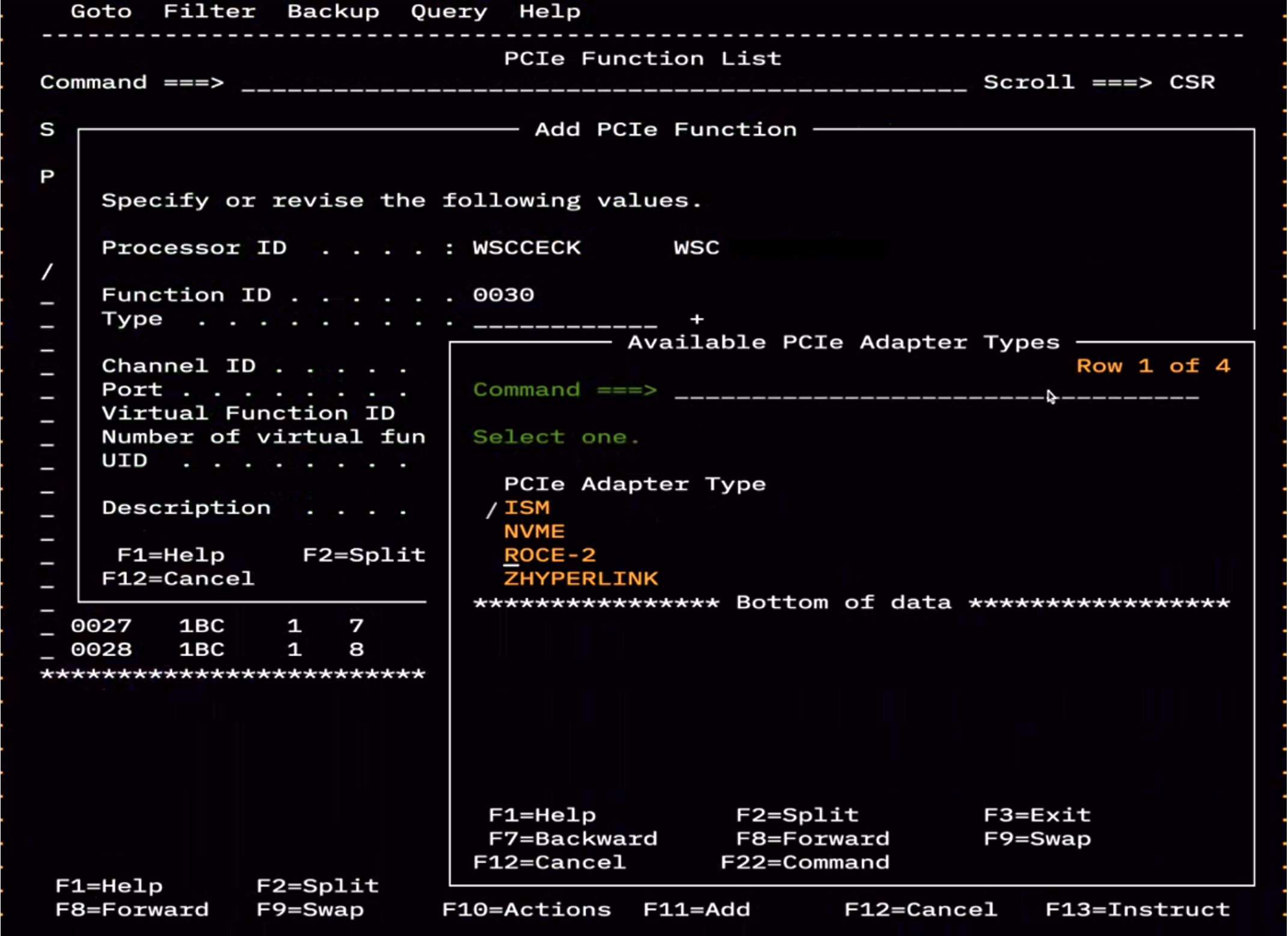 Add adapter type window listing options which includes ISM and RoCE-2