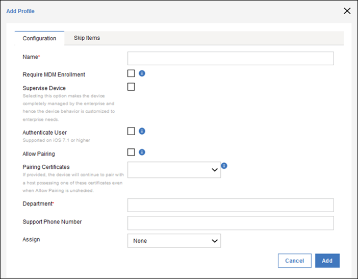 DEP configuration tab