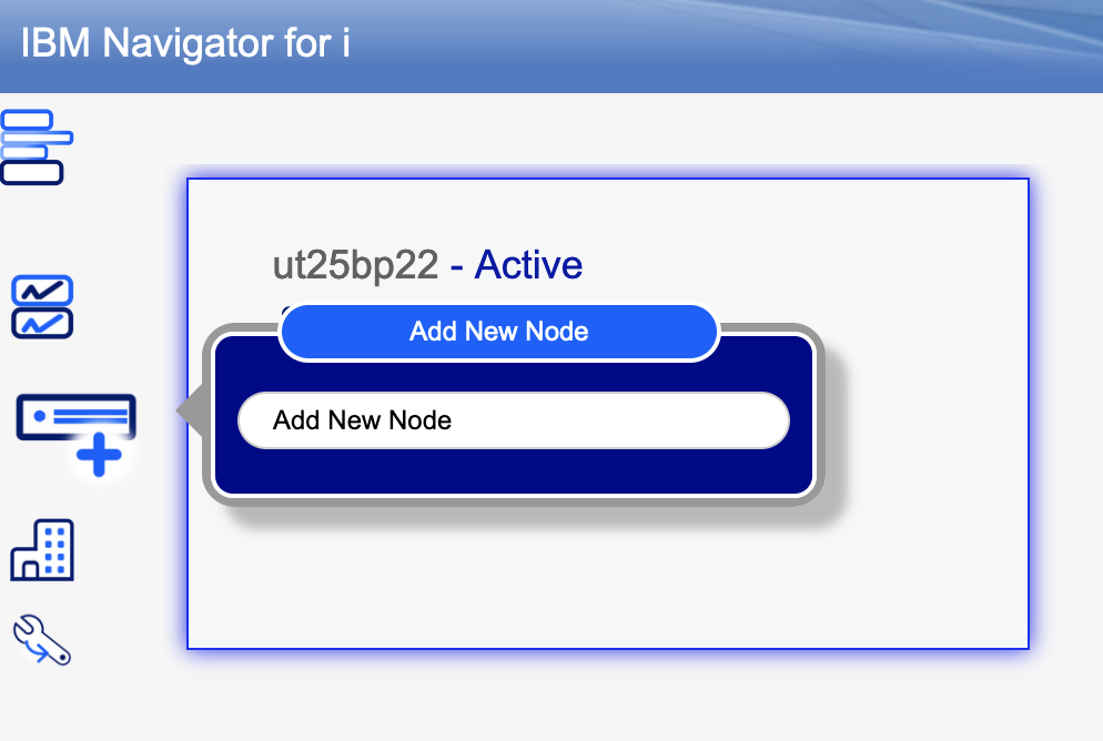 IBM Navigator Dashboard Add Node Action
