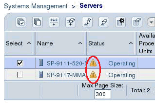 Image of attention indicator symbol in HMC Classic GUI