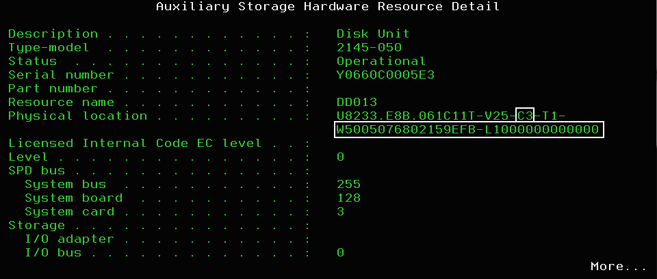 如何找到ibm I使用的物理磁盘