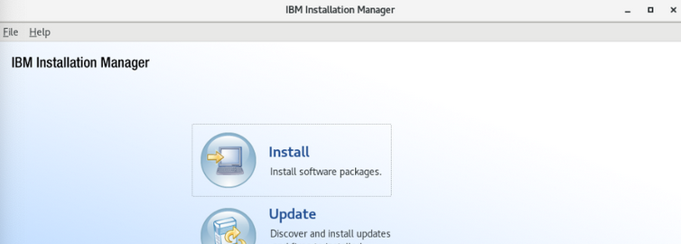 Installation Manager top window