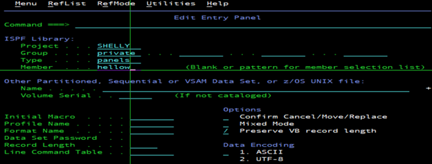 ISPF Edit entry panel