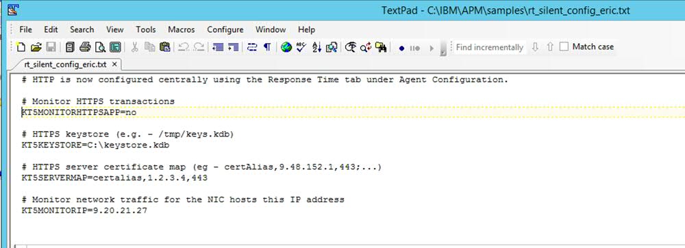 IBM APM 8.1 RT agent configuration rt silent config.txt