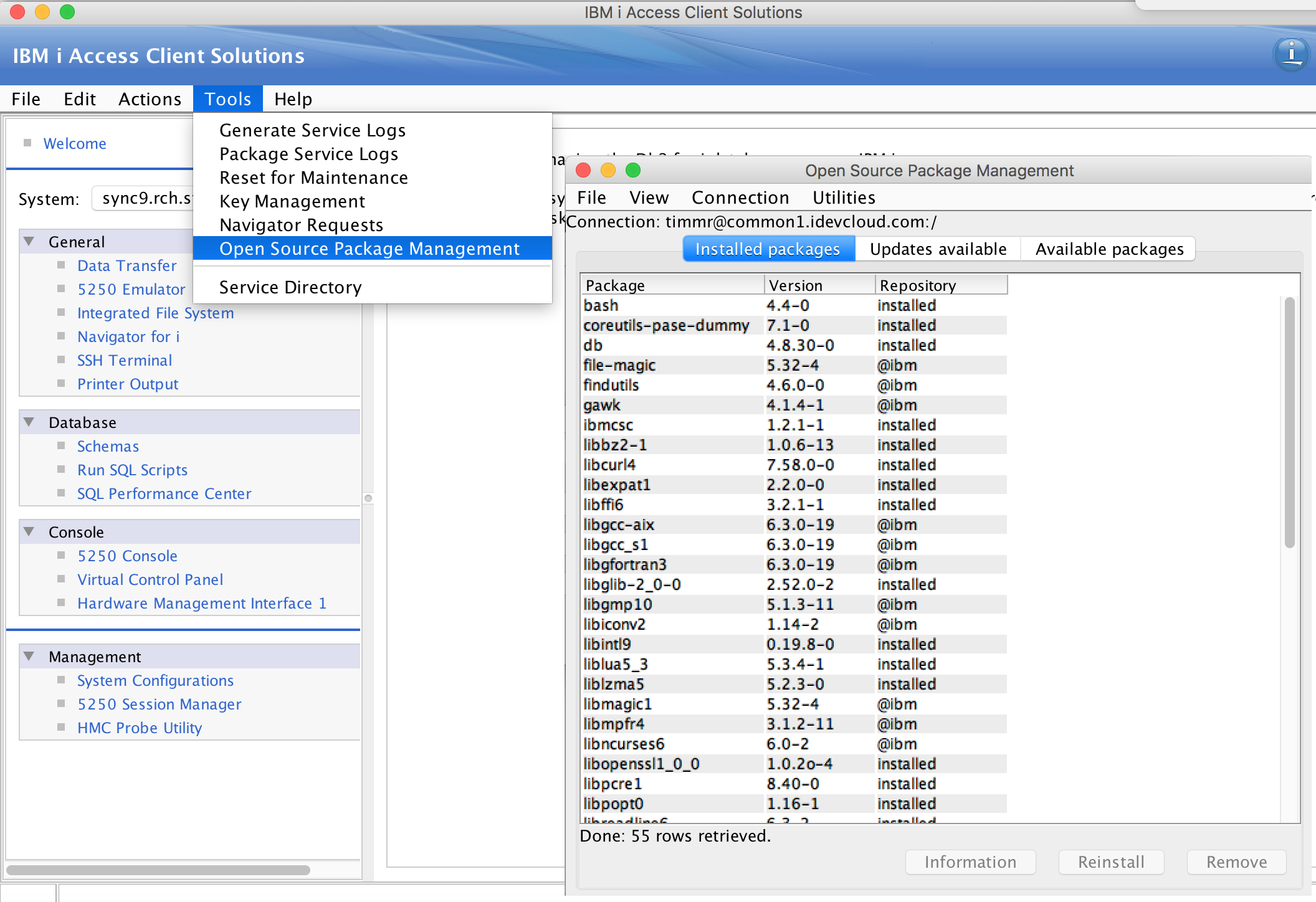 Interface to view and manage the RPM distributions on your IBM i.