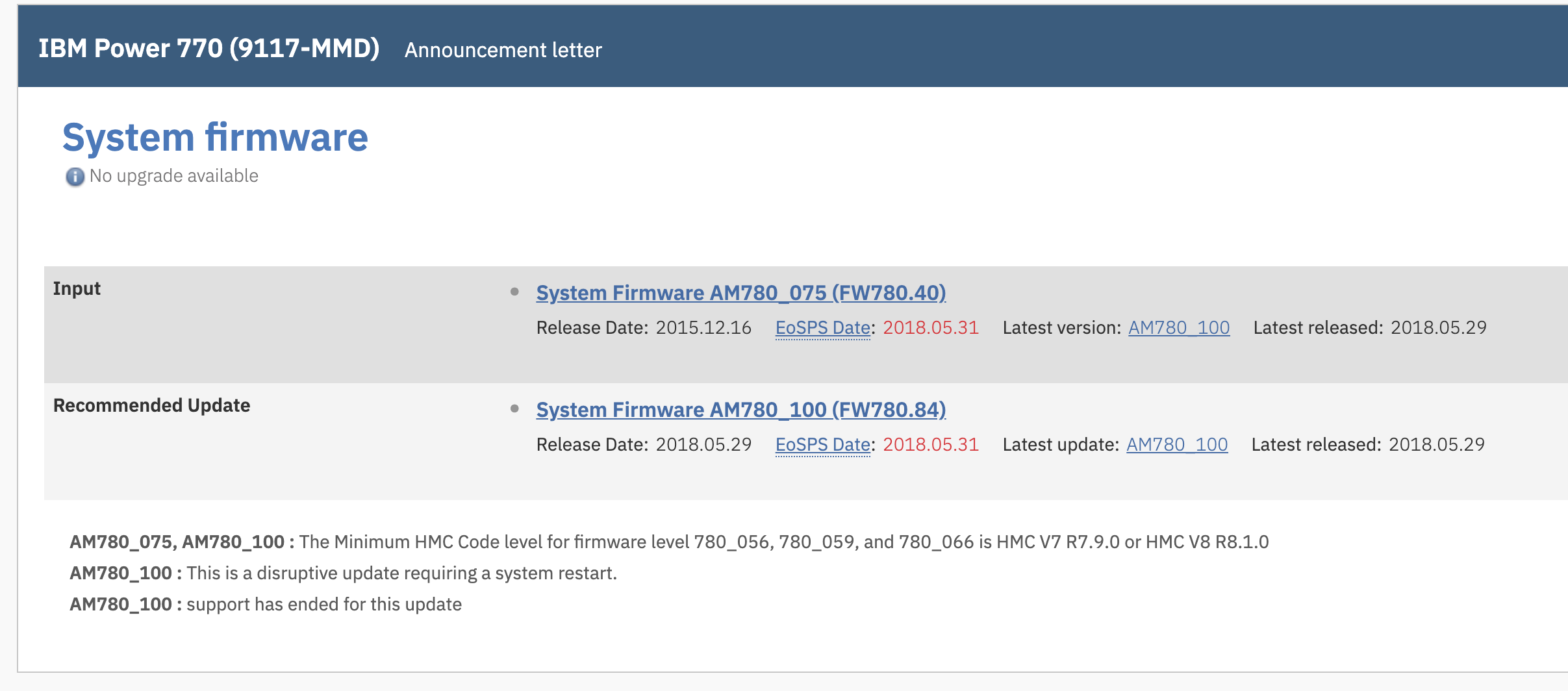 Sample FLRT Firmware report output