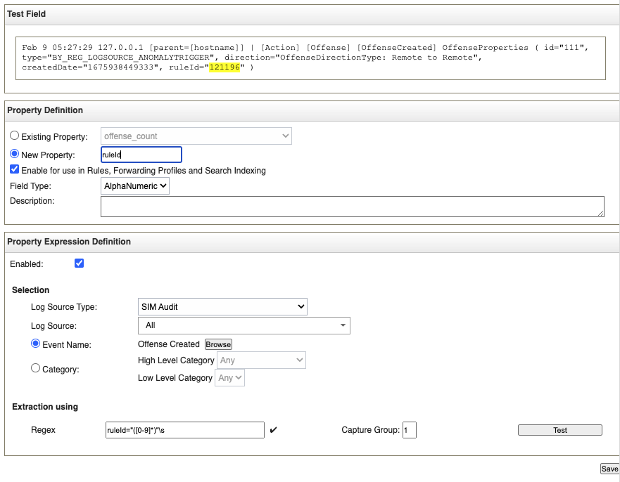 ruleId CEP configuration