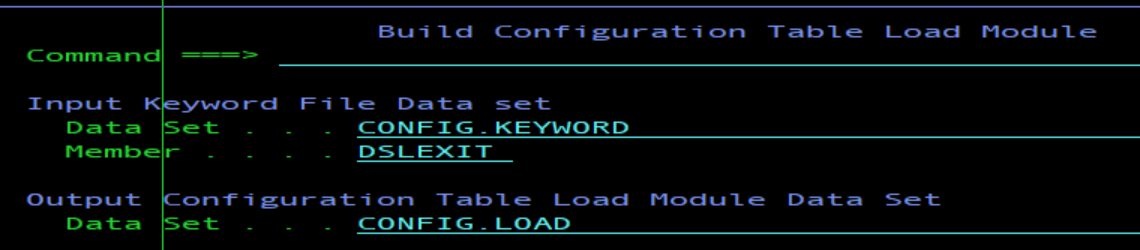 Build configuration table with a program exit