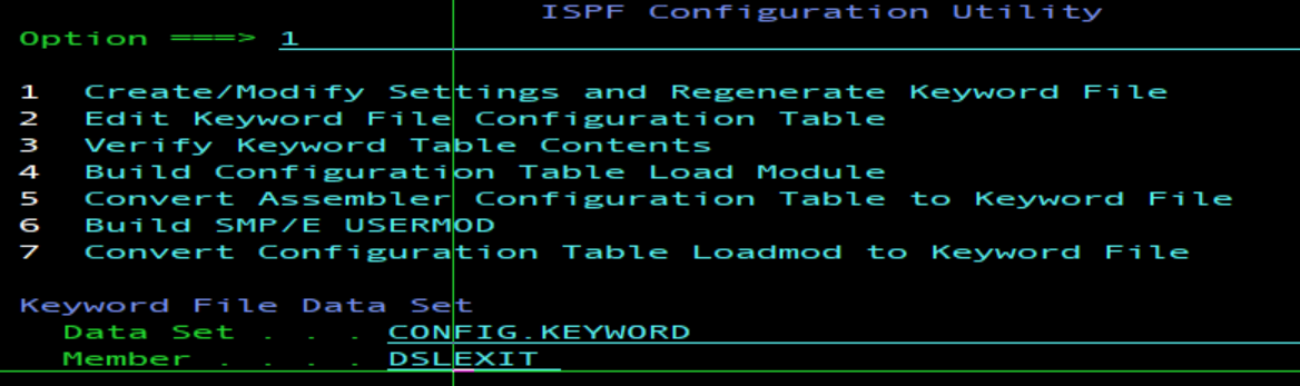 Configuration Table with program exit.