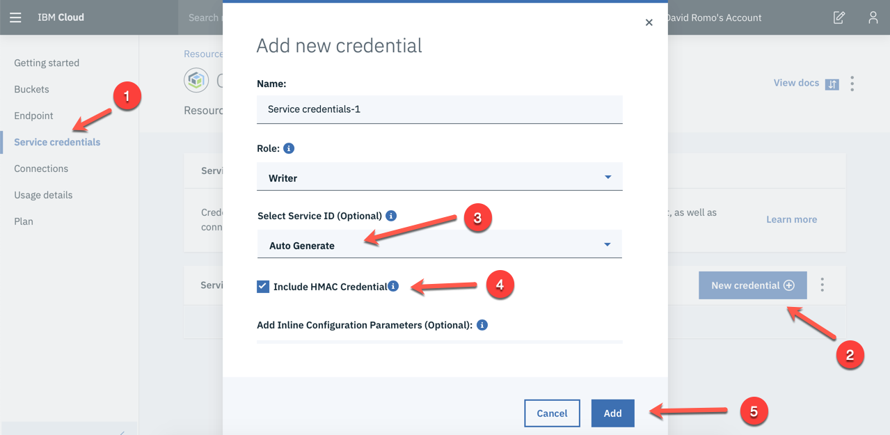 Instructions creating credentials