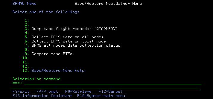 Save/Restore menu