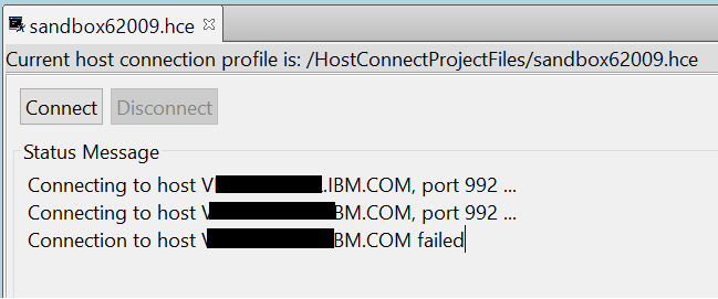 Host connection emulator in IBM Developer for z/os fails to connect to the  host when encrypted connection is used