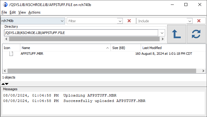 IFS Upload of AFP resourceRFile into a Physical File