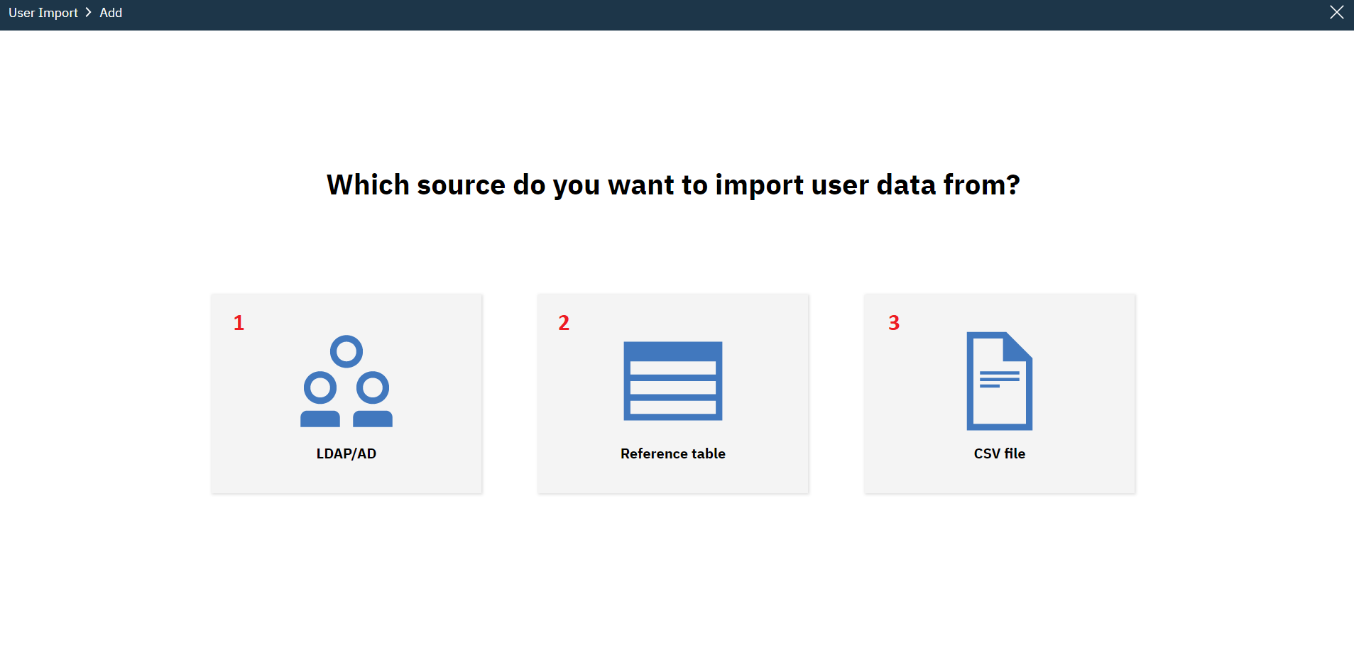 User Import add page