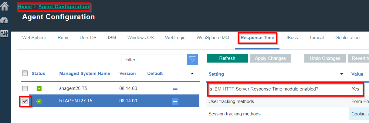 IBM APM 8.1 RT agent determine if IBM HTTP server RT module is