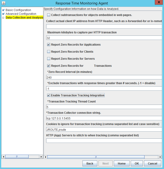 IBM APM 8.1.4 Response Time agent T5 configuration settings