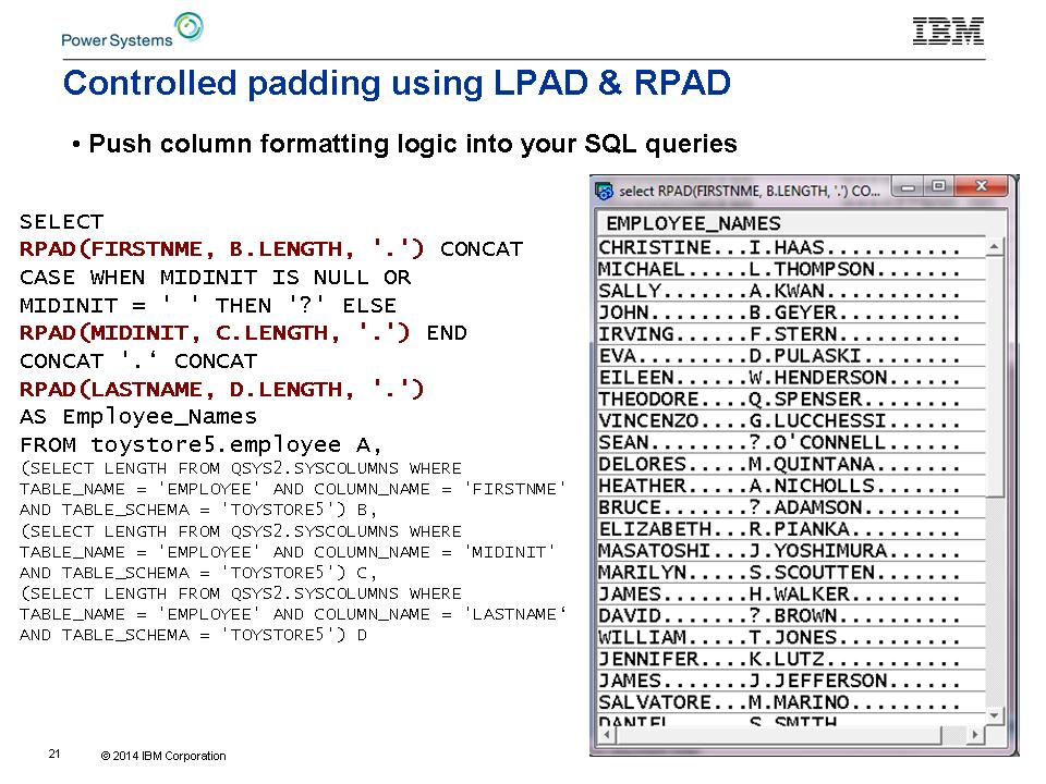LPAD & RPAD Scalar Functions