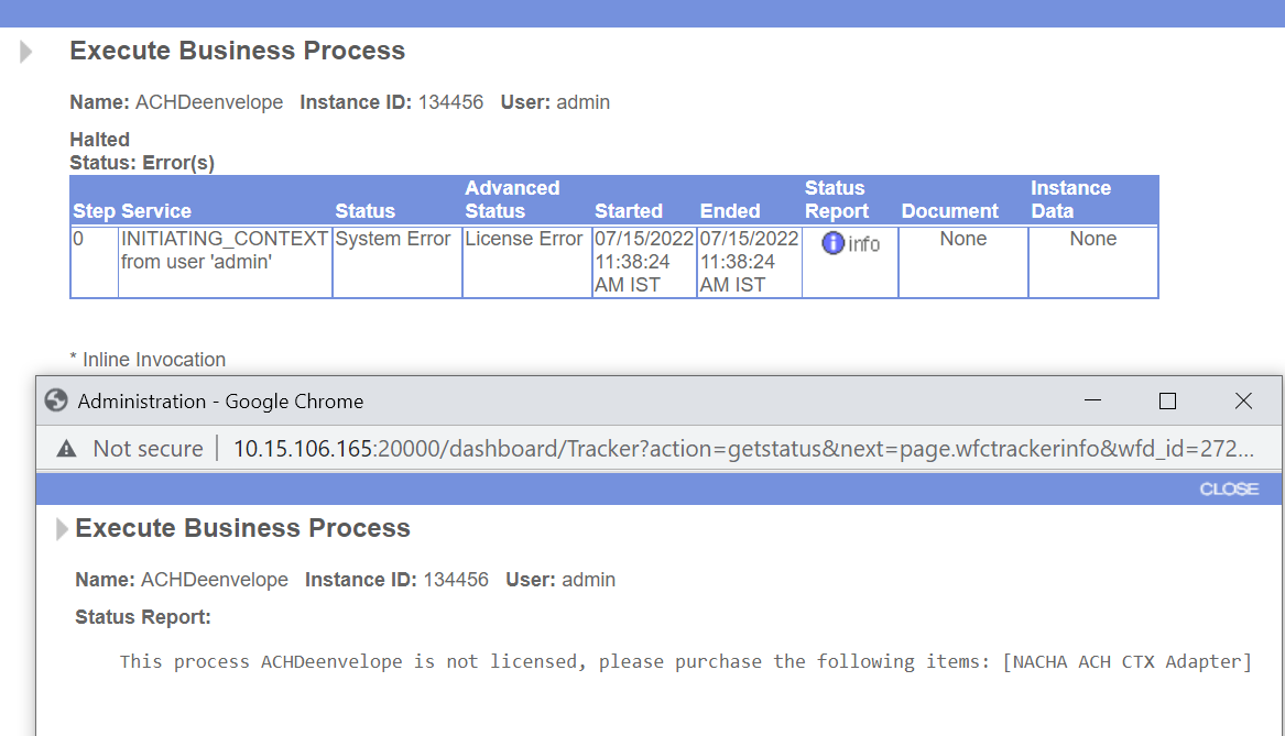 Business Process in IBM Sterling Integrator failing with error 