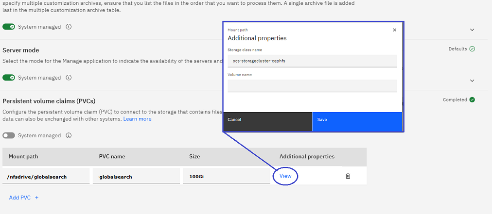 Configure the Persistent Volume Claims