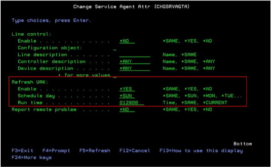 Change Service Agent Attribute – refresh UAK configuration panel