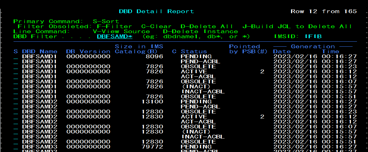 DBD Detail report example