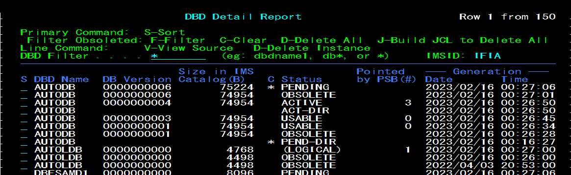 DBD Detail report example