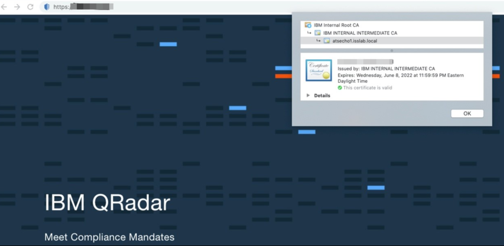 Qradar エラー コンソールへのセキュアな接続を確立できません Qradar 証明書が正しく設定されているかどうか確認してください