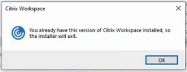 citrix installed workspace installer exit