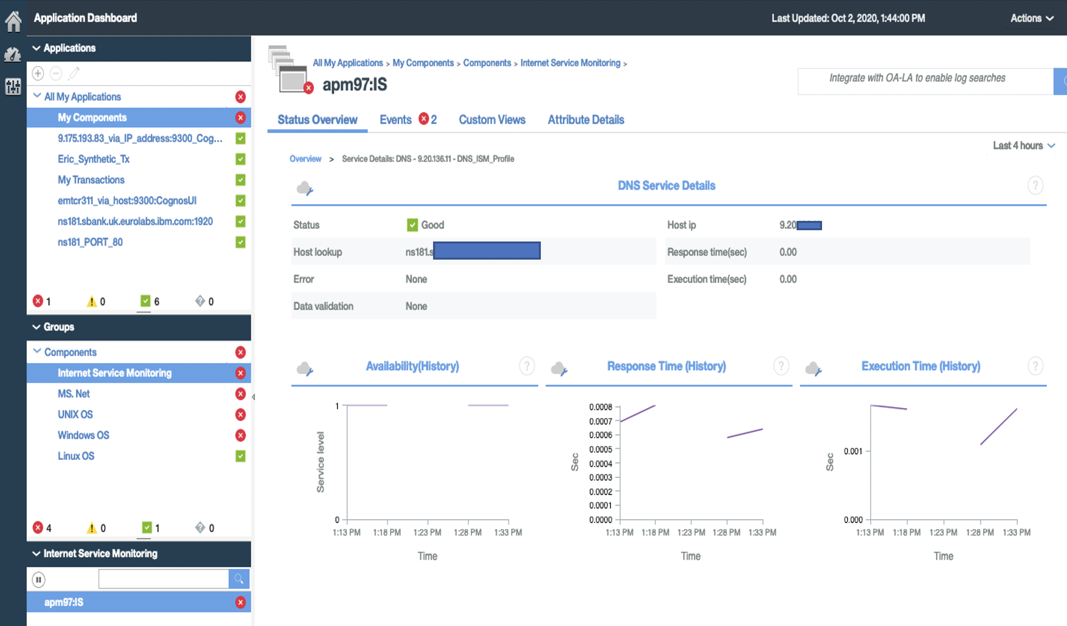 IBM Cloud APM v8.1 ISM agent using DNS monitor example