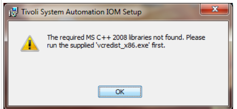 Sa Iom Installation Fails With Pop Up Message About Required Ms C 08 Libraries Not Found