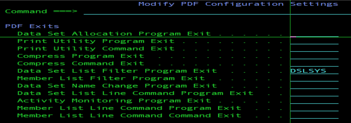 Modify PDF settings for data set list filter exit program