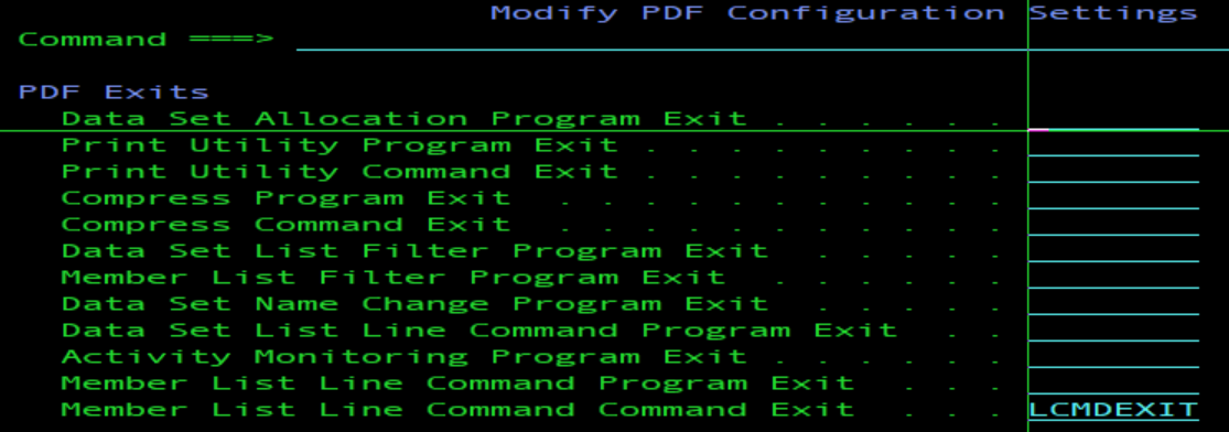 Add the REXX Exit to the PDF Configuration Table