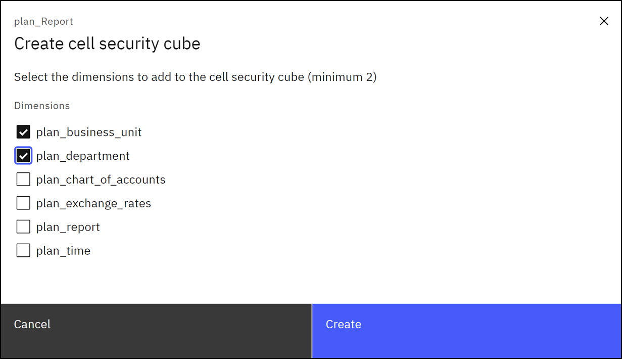 Cell security dimension selection