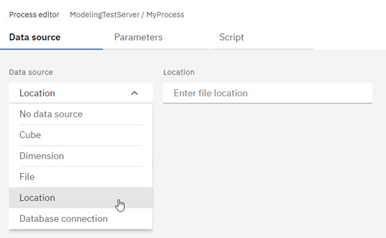 Location data source option for processes