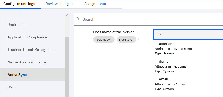 Supported attributes