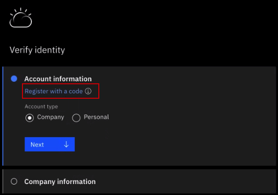 Register with a code