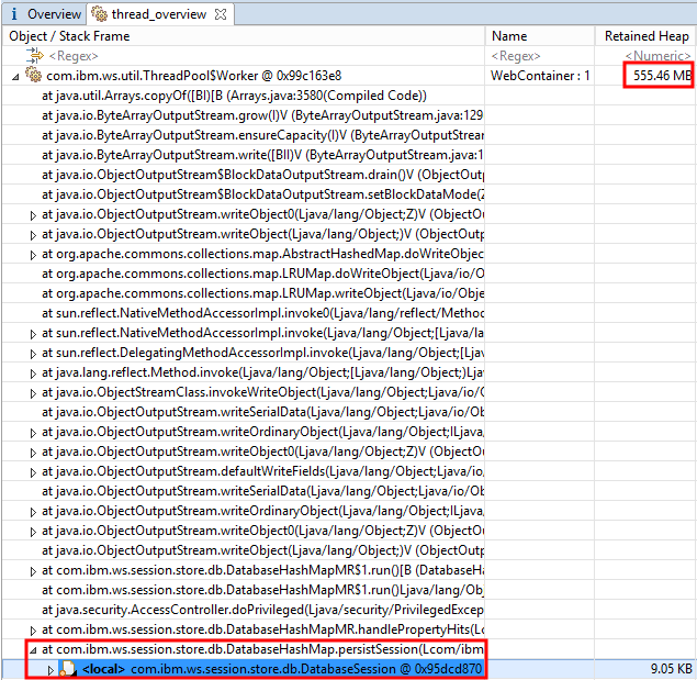 Memory Analyzer Tool Thread Stack View