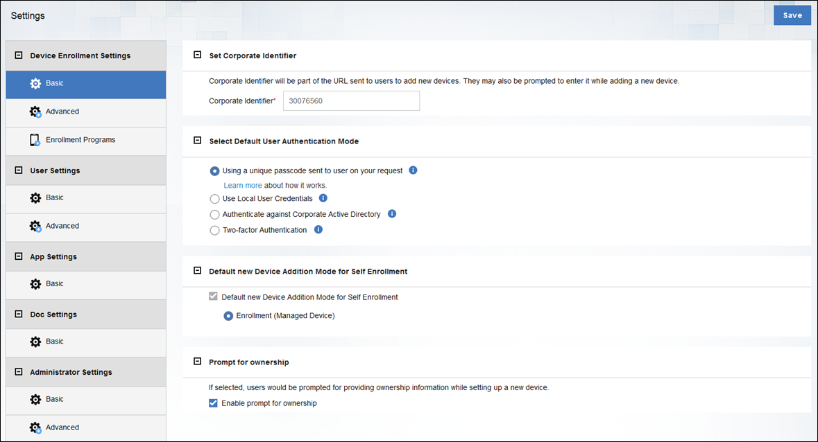 Settings Page