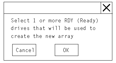 disk array creation screen 1