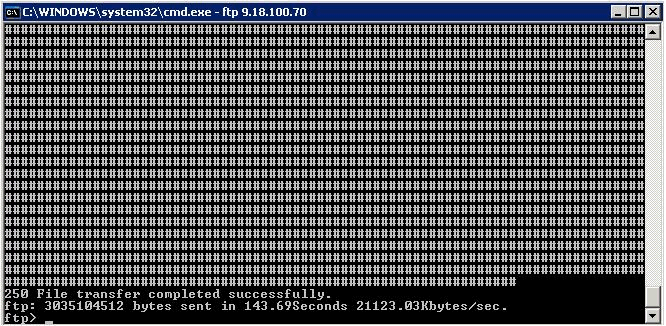 FTPing Files Greater than 2Gb from Microsoft Windows 2003 Server to OS/400  or i5/OS
