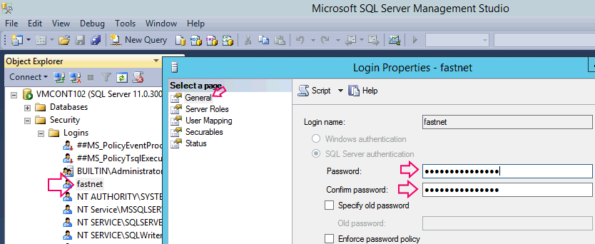 How to change the database user (SQL login) password that the Controller  server system uses