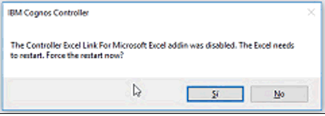 The Controller Excel Link for Microsoft Excel addin was disabled" when  opening Data Entry form