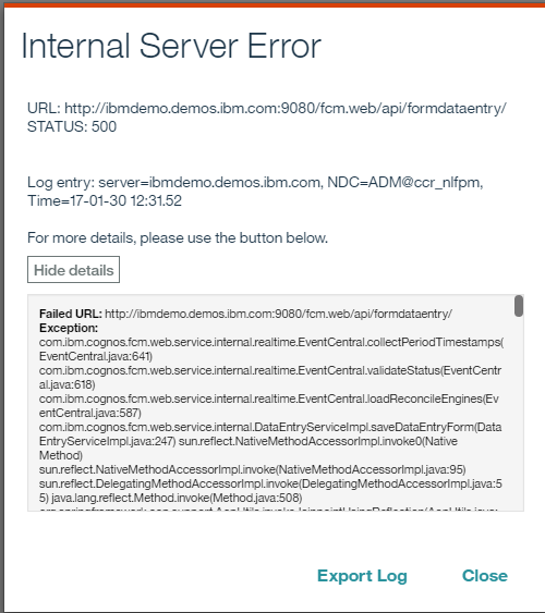 Internal Server Error ... STATUS: 500 ... Request failed: null" when trying  to save data inside Controller Web