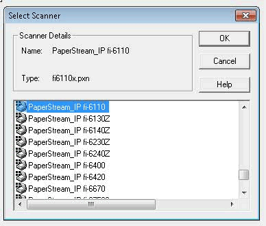 Fujitsu fi-6110 scanner not showing up in scanner selection list when  trying to configure scanner using IBM FileNet Capture Professional 5.2.1.
