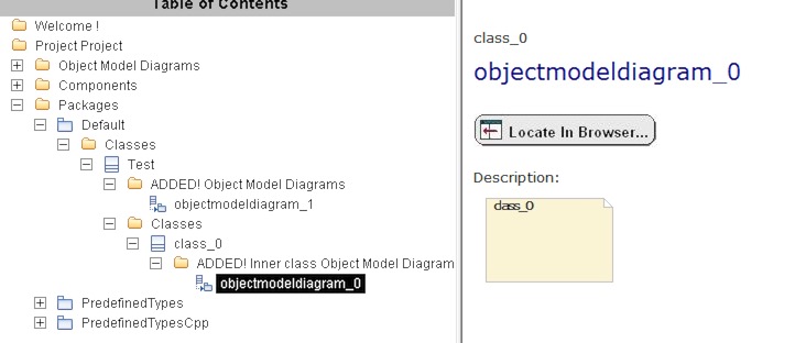How to modify HTML Exporter template to include diagrams located under  classes in IBM Rational Rhapsody ReporterPLUS